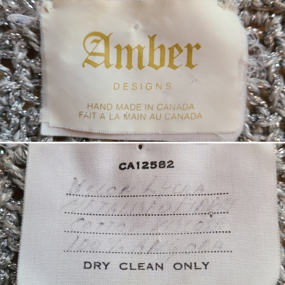 Vintage Canadian Hand Made Silver Knit White Angora  Sweater 80s Sz S - Picture 10 of 15